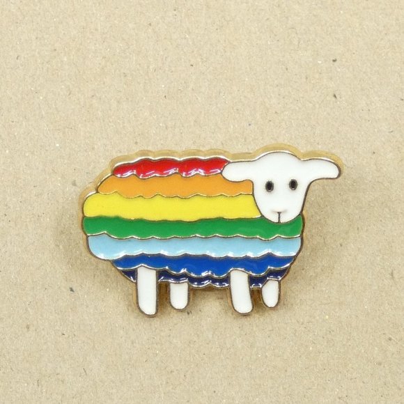 FREE ADD ON WITH PURCHASE Rainbow Pride Sheep LGTBQ Enamel Brooch Pin - Picture 1 of 4